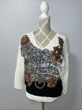 Fairset Vintage Floral Knit Sweater – Made in Korea (Medium)